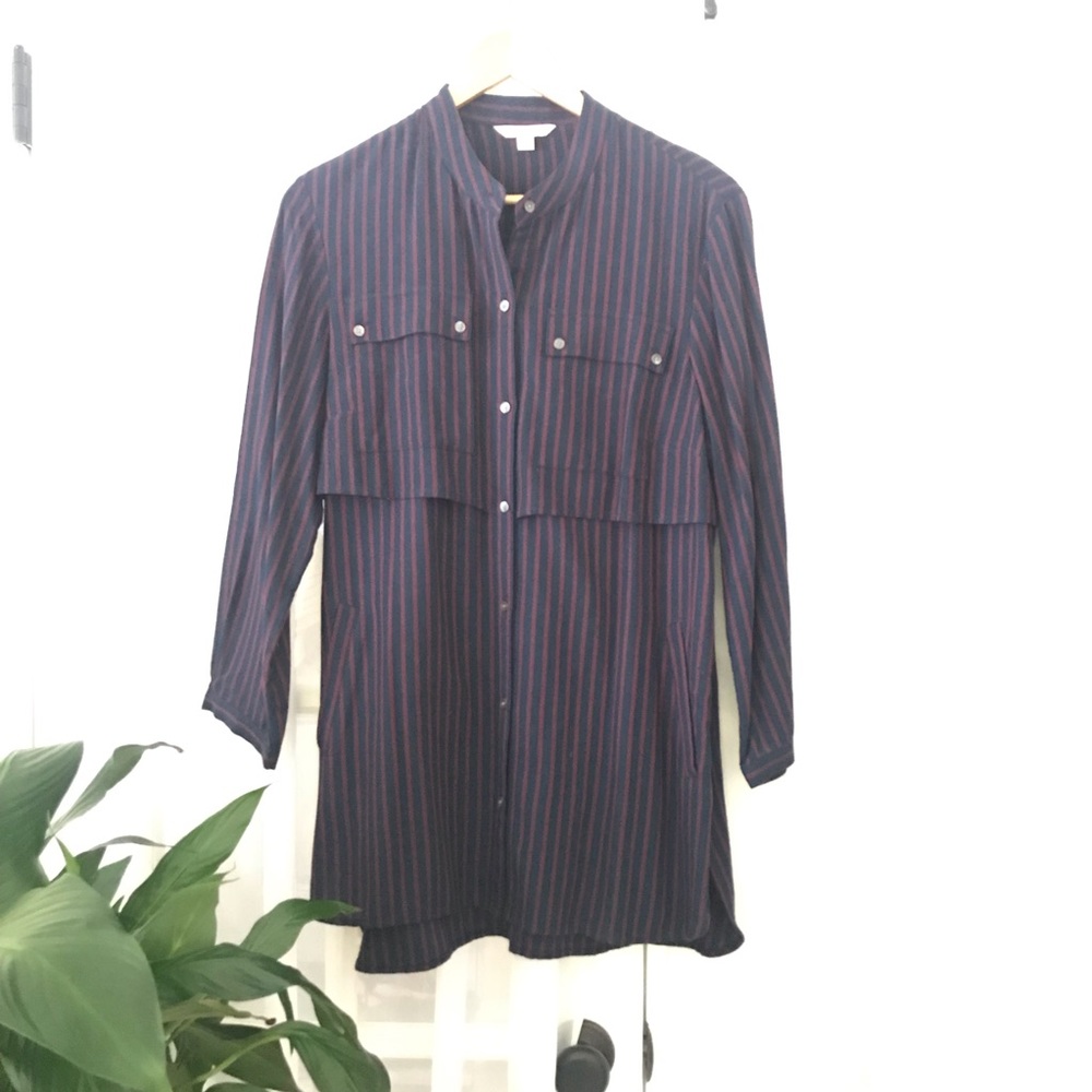 LL Bean Signature Cotton Woolblend Vertical Stripe Shirt